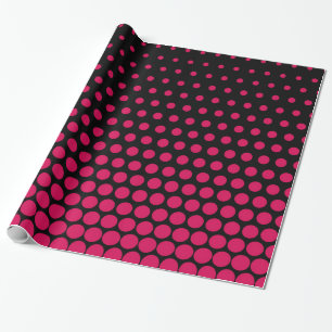 Debian Red Polka Dot Modern Black Wrapping Paper