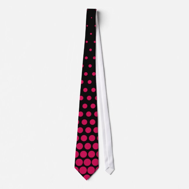 Debian Red Polka Dots Modern Black Tie (Front)