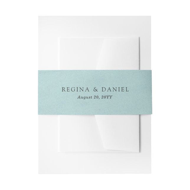 Debonair Turquoise Wedding Invitation Belly Band (Front Example)