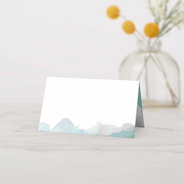 Debonair Turquoise Wedding Place Card (Front)
