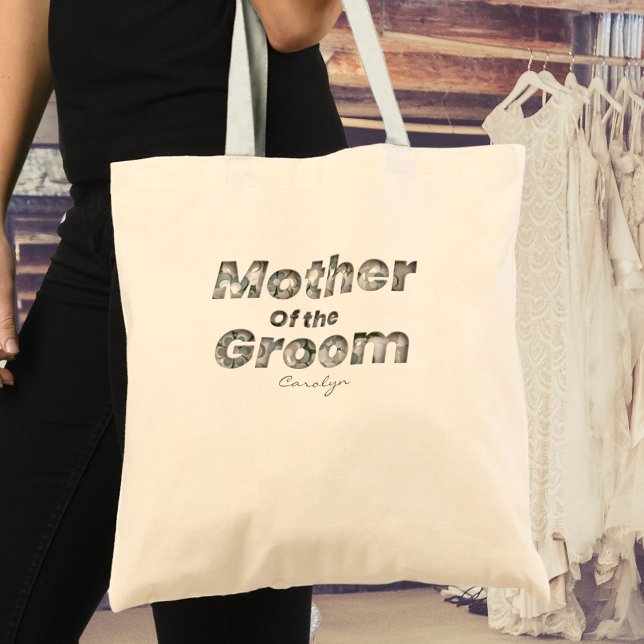 Debossed Cute Retro Green White Mother of Groom Tote Bag (Creator Uploaded)