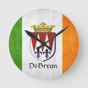 DeBryan Irish Flag Round Clock