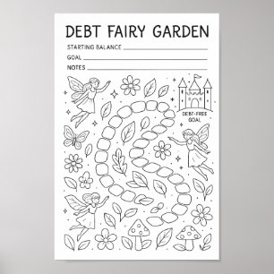 Debt-Free Journey Fairy Garden Debt Payoff Tracker Poster