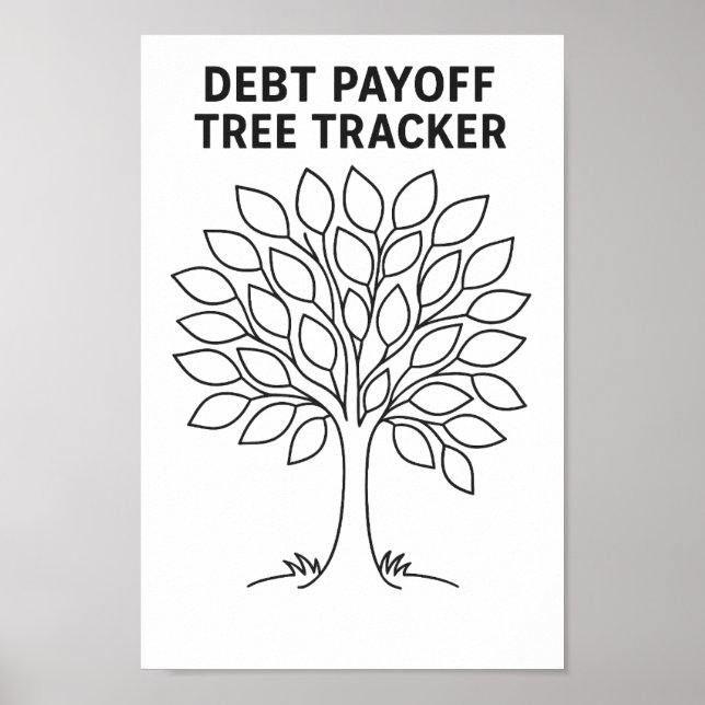 Debt Payoff Tree Tracker Black and White  Poster (Front)