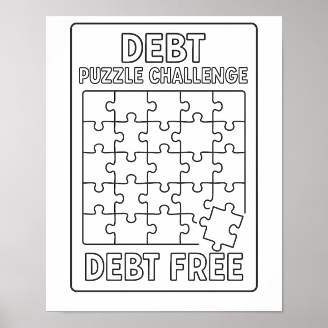 Debt Puzzle Challenge Payoff Tracker Double Sided  Poster (Front)