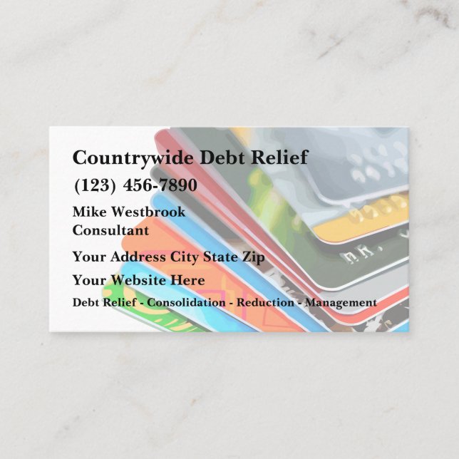 Debt Relief And Management Services Business Card (Front)