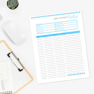 Debt Tracker Lined Stationery Paper   Baby Blue