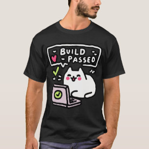 Debug Cat T-shirt – "Build Passed" Graphic for Cod