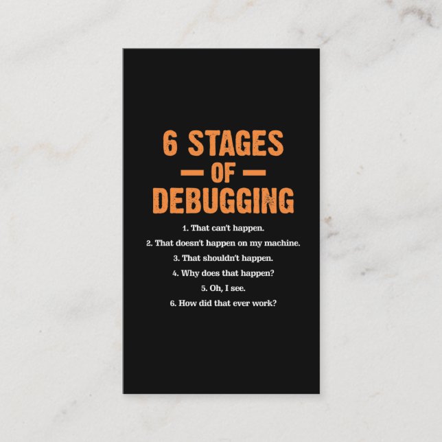 Debugging Coder Bug Coding Computer Programmer Business Card (Front)