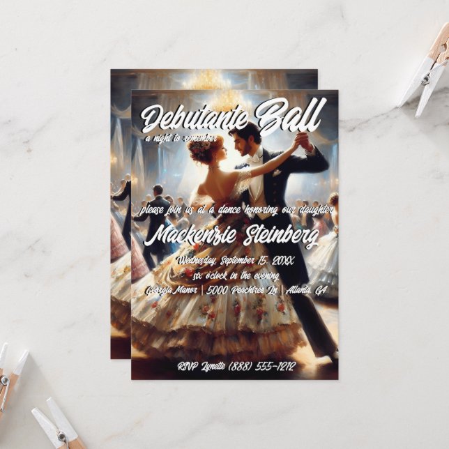 Debutante Ball Cotillion Ballroom Dancing Invitation (Front/Back In Situ)