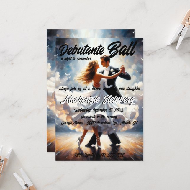 Debutante Ball Cotillion Ballroom Dancing Invitation (Front/Back In Situ)