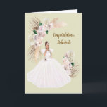 Debutante Congratulations Card<br><div class="desc">Debutante congratulations card with an illustration of a young lady in a white gown,  with beautiful roses surrounding her.  The front is permanent,  but the inside words can be changed.   Thanks to the Hungryjpeg for some of the elements in the design.</div>
