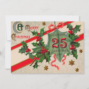 Dec 25th Holly Christmas Ornament Invitation