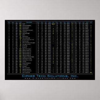 DEC / HEX / OCT / ASCII Table Poster