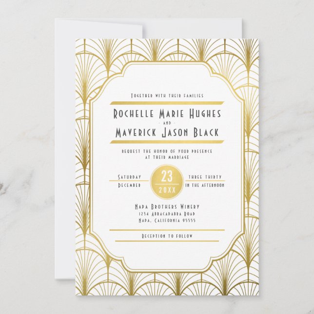 Decadence Golden Art Deco Invitation (Front)