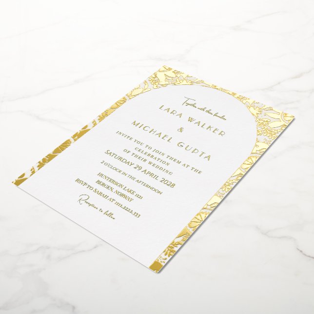 Decadent Arch Gold Foiled Wedding Invitation (Rotated)