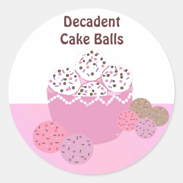 Decadent Cake Balls Classic Round Sticker (Front)