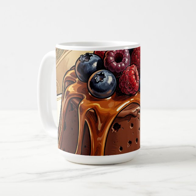 Decadent Chocolate Caramel Berry Cake Coffee Mug (Front Left)