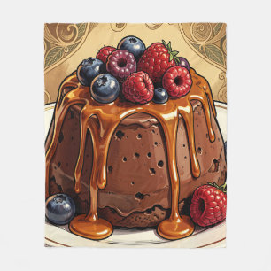 Decadent Chocolate Caramel Berry Cake Fleece Blanket