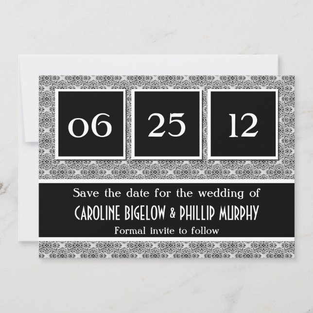 Decadent Damask Save the Date Announcement (Front)