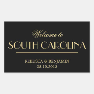 Decadent Deco elegant chic black welcome wedding Rectangular Sticker