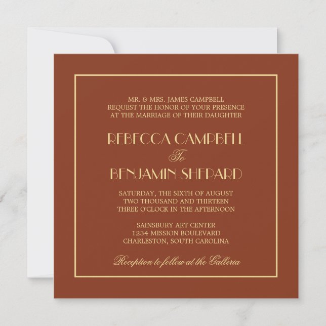 Decadent Deco elegant chic formal red wedding Invitation (Front)