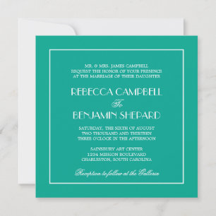 Decadent Deco elegant chic formal teal wedding Invitation