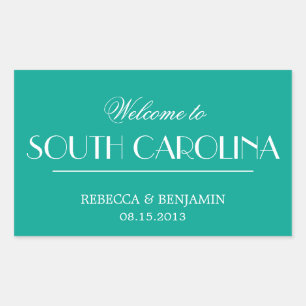 Decadent Deco elegant chic teal welcome wedding Rectangular Sticker
