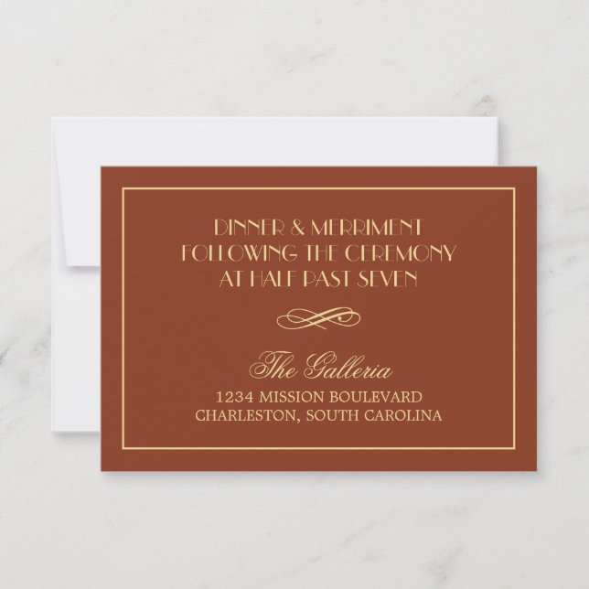 Decadent Deco elegant chic wedding reception info Invitation (Front)