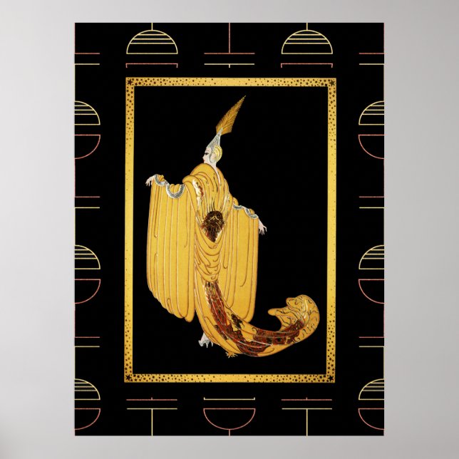 Decadent Deco Style Lady Poster - Gold/Yellow (Front)