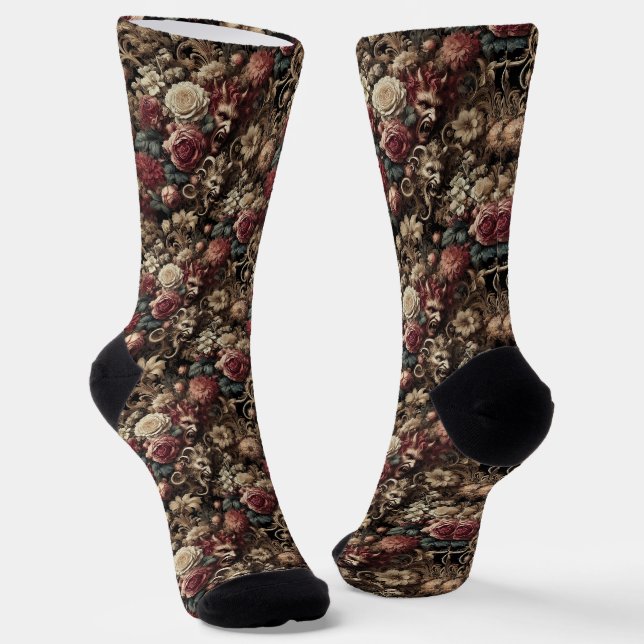 Decadent Devilry – Gothic Victorian Tapestry Socks (Angled)