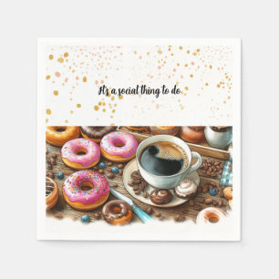 Decadent Doughnuts and Coffee Social Paper Napkins