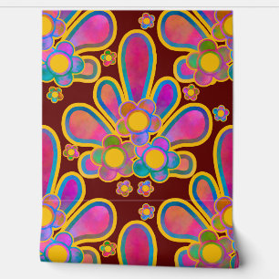 Decadent Guilded Retro Watercolor Ploomf in Iron Wallpaper