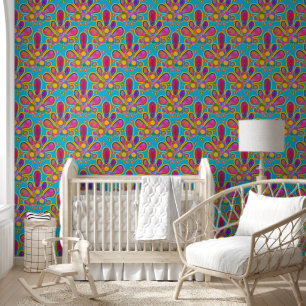 Decadent Guilded Retro Watercolor Ploomf in Summer Wallpaper