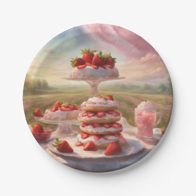 Decadent Strawberry Shortcake picnic party Paper Plate (Front)