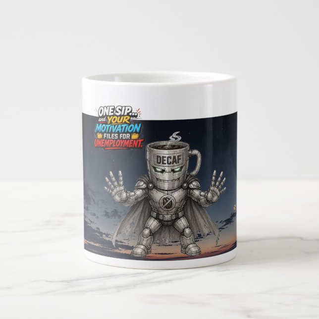 Decaf Destroyer – The Energy Thief Large Coffee Mug (Front)