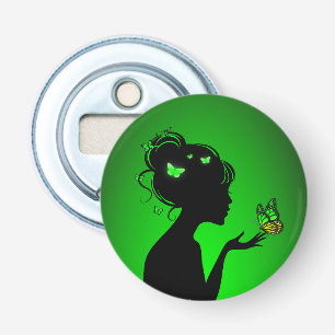 Decapsual The woman butterflies green Bottle Opener