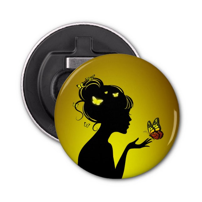 Decapsual The Yellow Butterfly Woman Bottle Opener (Front)