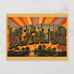 Decatur Alabama River Garden Vintage Art Postcard