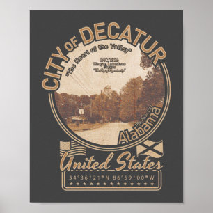 DECATUR ALABAMA - VINTAGE CITY ROAD POSTER