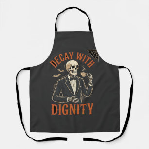 Decay With Dignity Vintage Skeleton Coffee Hallowe Apron