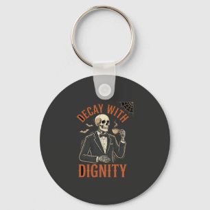 Decay With Dignity Vintage Skeleton Coffee Hallowe Key Ring