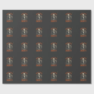 Decay With Dignity Vintage Skeleton Coffee Hallowe Wrapping Paper