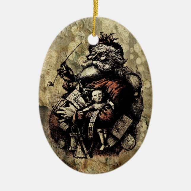 Decayed Victorian Santa Ceramic Ornament (Front)