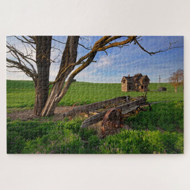 Decaying Old Farm House in Oregon Wheat Field Jigsaw Puzzle (Horizontal)