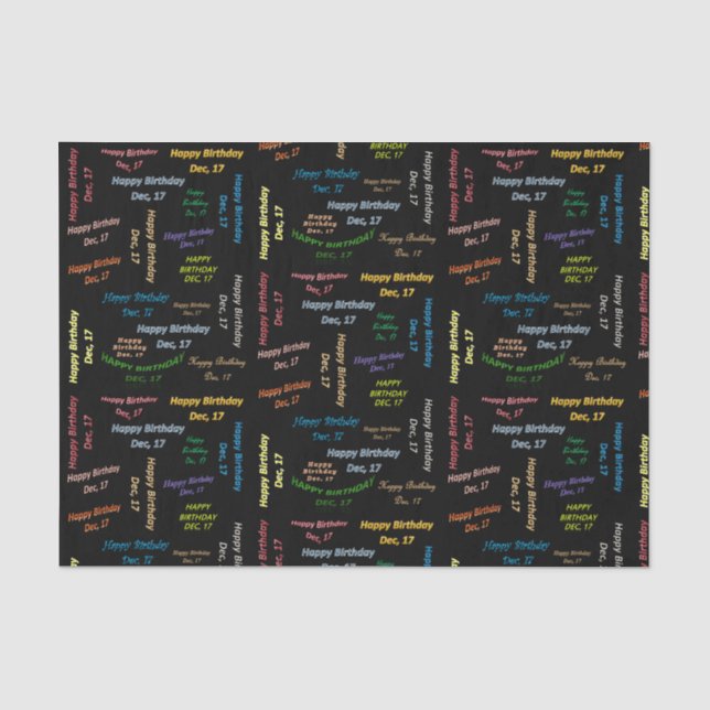 December, 17 Birthday Tissue Paper (Front)