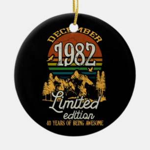 December 1982 Sunset 40 Years Old 40th Birthday Ceramic Ornament