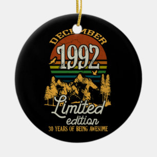 December 1992 Sunset 30 Years Old 30th Birthday Ceramic Ornament
