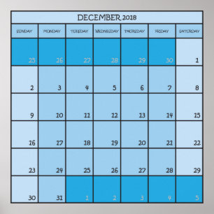 December 2017 planner calendar poster