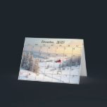 December 2025 Christmas Month Card<br><div class="desc">A winter country scene with a red barn and snowman for 2025 December Christmas.
The inside text can be changed.</div>
